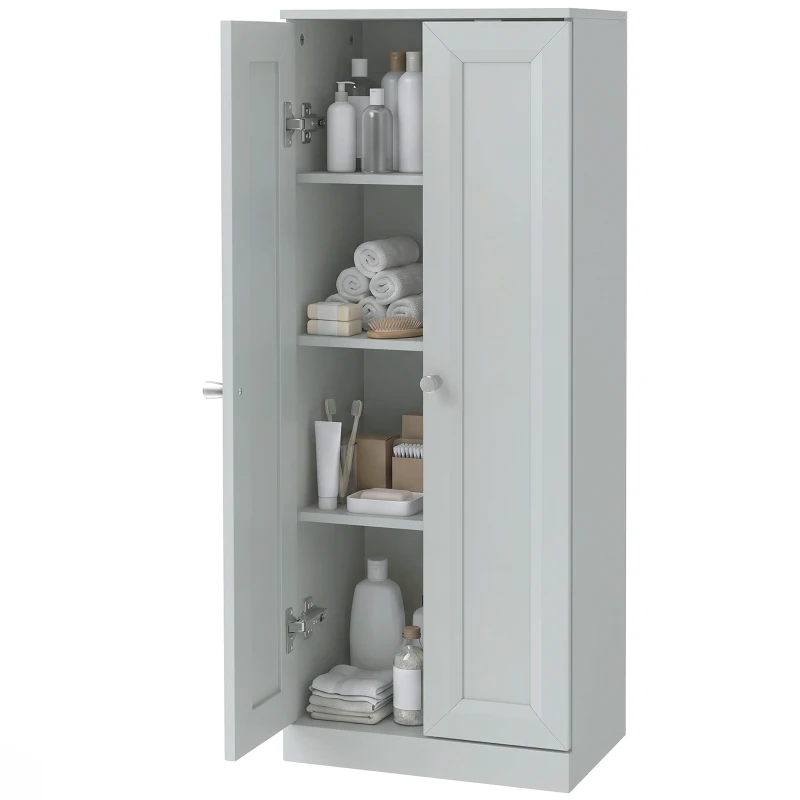 HOMCOM Narrow Bathroom Cabinet, Slim Storage Cabinet with 2 Doors & 4 Tiers, Freestanding Narrow Cupboard