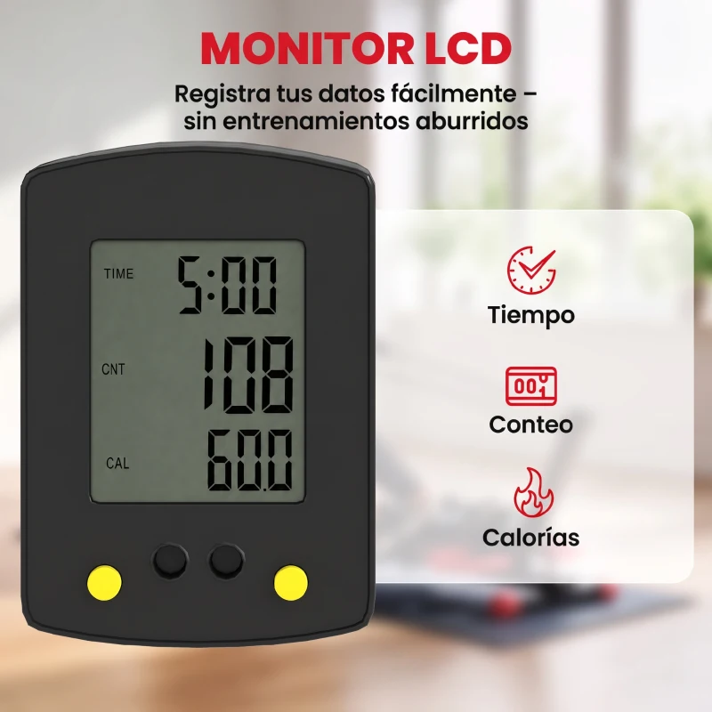 SPORTNOW Máquina de Remo Plegable 2 en 1 Entrenador Cintura Resistencia Ajustable Pantalla LCD Asiento Acolchado Carga 120 kg