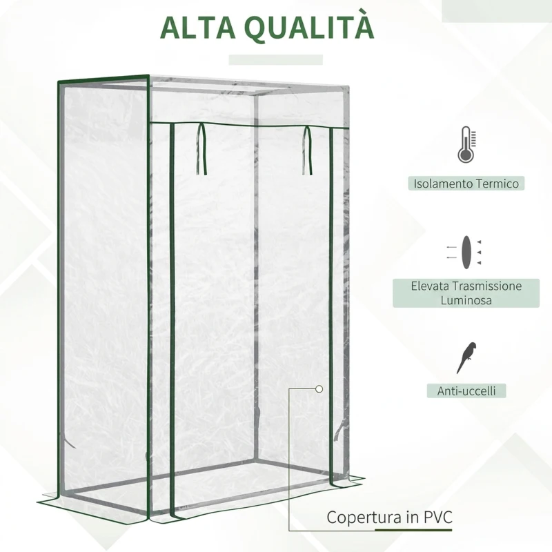 Outsunny Serra da Balcone con Ingresso Avvolgibile,100x50x150cm Trasparente