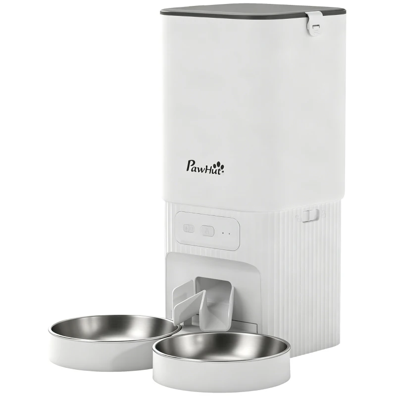PawHut 7L Automatic Cat Feeder with App Control, 2.4G/5G WiFi, Timer, 15 Meals/Day, Dual Power, 10s Voice Recording, Anti-Clog