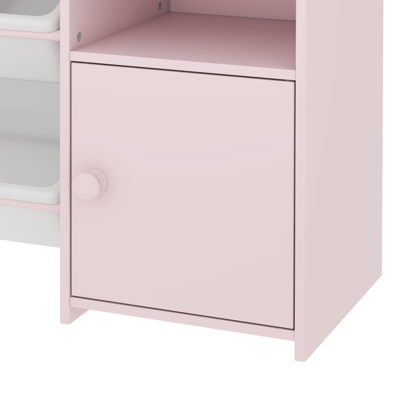 AIYAPLAY Kids Toy Organizers and Storage with 8 Removable Storage Bins and Bookshelf, Pink