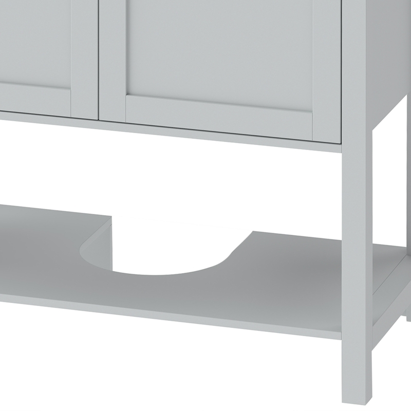 HOMCOM Under Sink Bathroom Cabinet with 2 Doors, Open Shelf and U-Shape Cut-Out for Basin with or without Pedestal, Light Blue