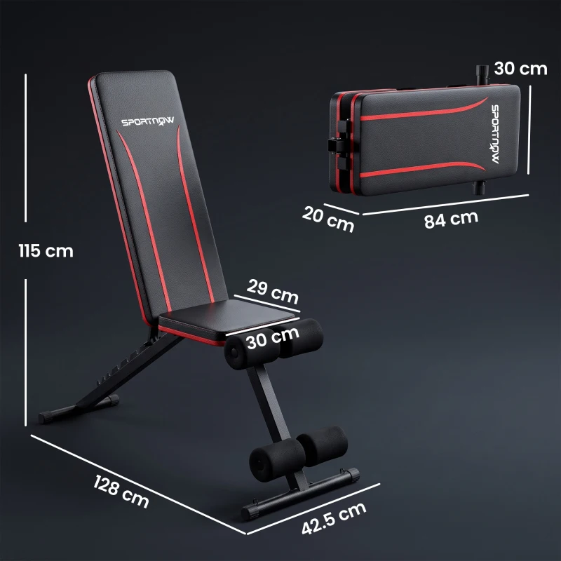 SPORTNOW Adjustable Weight Bench for Home Gym, Foldable Incline Decline Bench Press with Resistance Bands, 7-Position Backrest