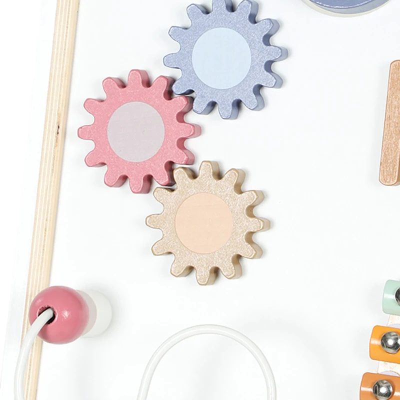 AIYAPLAY Wooden Baby Walker, Montessori Push Along Toy with 5 Blocks and Xylophone Mallet, Adjustable Speed for Toddlers 1.5-3Y