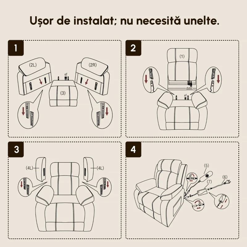 HOMCOM Fotoliu Rulant Electric de Masaj cu Încălzire, Ridicare Asistată și Port USB, Piele PU, Negru