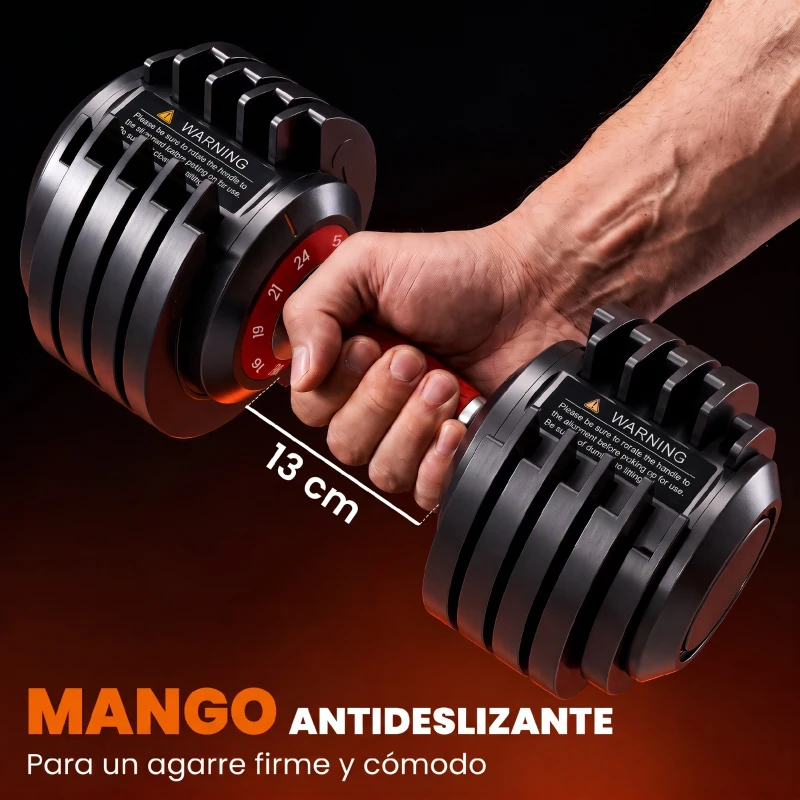 SPORTNOW Juego de Mancuernas Ajustables 2x24 kg 10 Niveles de Peso Ajuste Rápido Bloqueo de Seguridad Bases para Casa Gimnasio