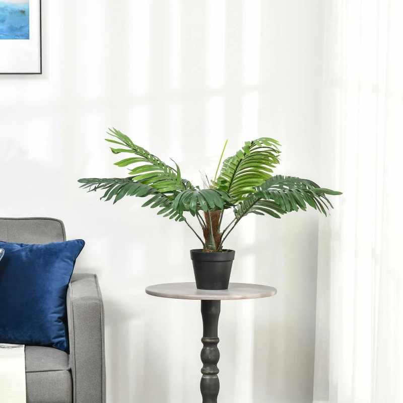 Outsunny 60cm Artificial Palm Tree Fake Plant in Pot - White