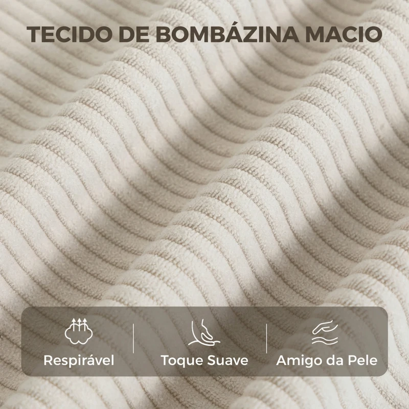 HOMCOM Poltrona com Apoio para os Pés e Encosto Ajustável em Bombazina com Assento Largo e Acolchoamento Espesso Creme