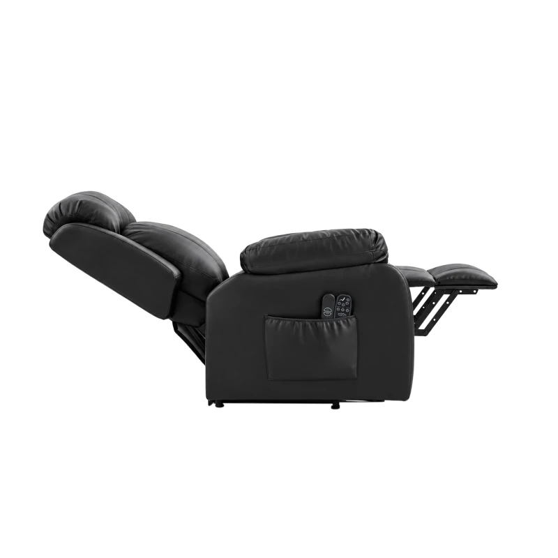 HOMCOM Poltrona Reclinabile Elettrica con Alzapersona, Massaggio a 8 Punti, Riscaldamentoe e Poggiatesta Regolabile a 3 livelli, in PU, con USB, Nero