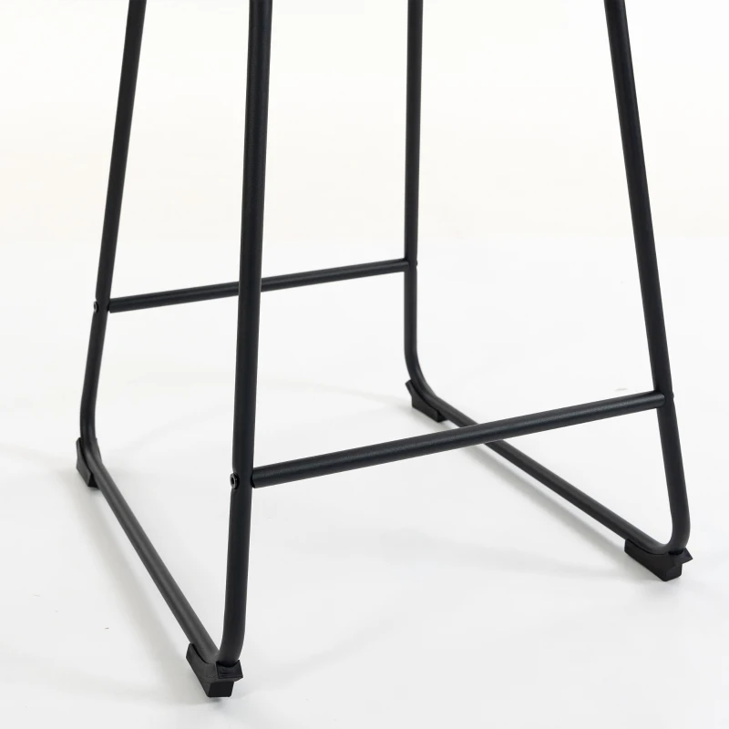 HOMCOM Lot de 2 Tabourets de Bar, Chaises de Bar en Chenille, Assise Rembourrée 64H cm, Dossier et Repose-Pieds, Gris