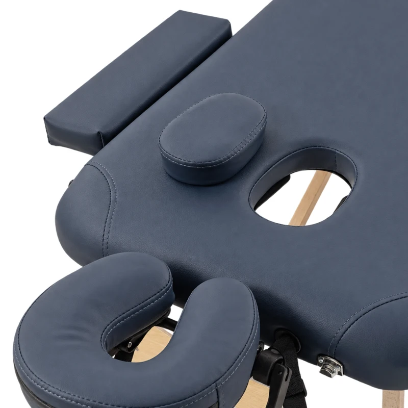 HOMCOM Portable Massage Bed, Folding Spa Beauty Massage Table with 2 Sections, Carry Bag and Wooden Frame, Dark Blue