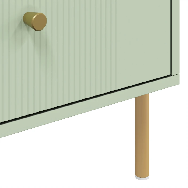 HOMCOM Modern Coffee Table, Living Room Table with Storage, 2 Drawers and Metal legs for Bedroom, Light Green