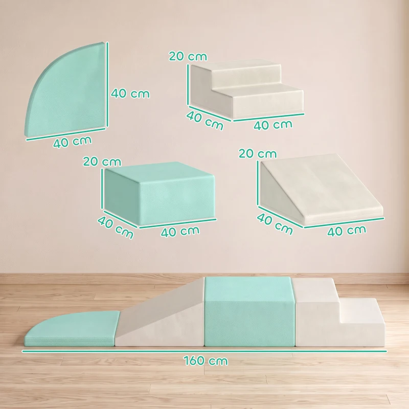 AIYAPLAY Parcours Motricité Bébé 4PCS, Motricité Bébé en Mousse EPE, Antidérapante, 1-3 Ans, 80 x 80 x 20 cm, Vert Clair
