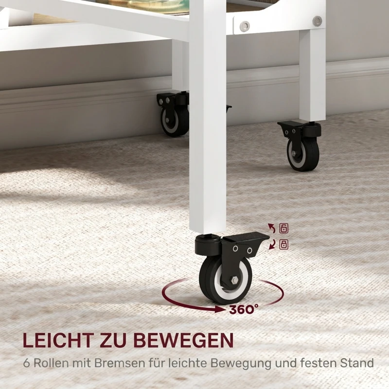 HOMCOM Mobiler Klapptisch Klapptisch, 2 klappbare Flächen, 130 cm x 80 cm x 74 cm, Naturholzfarben
