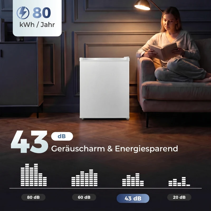 HOMCOM Minikoelkast met vriesvak, instelbare thermostaat, kleine koelkast, 1-deurs, 72,5 liter, wit