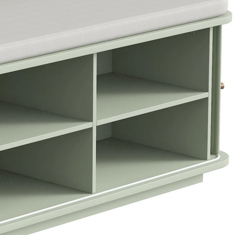 HOMCOM Hallway Storage Unit, Hallway Furniture Set with Shoe Storage Cabinet and 5 Hooks Coat Rack, Light Green