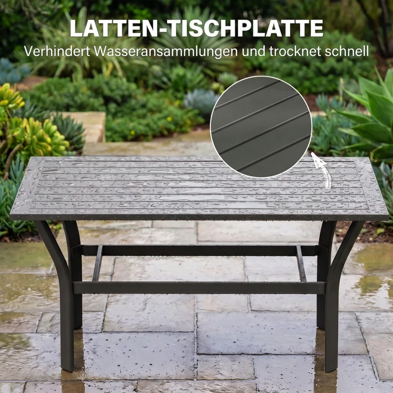 Outsunny Balkontafel Metaal met Lamellenontwerp Weerbestendig, Koffietafel, Tuintafel 91,5 x 55 x 45 cm Donkergrijs