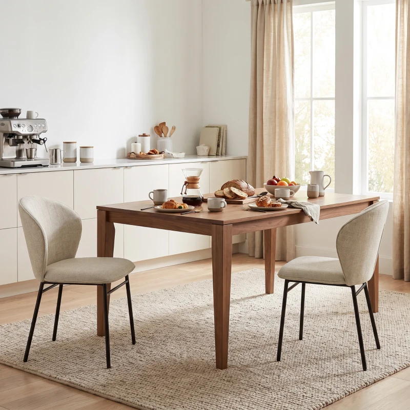 HOMCOM Set de 2 scaune de sufragerie șezut căptușit din material cu aspect de in picioare stabile din oțel design modern crem