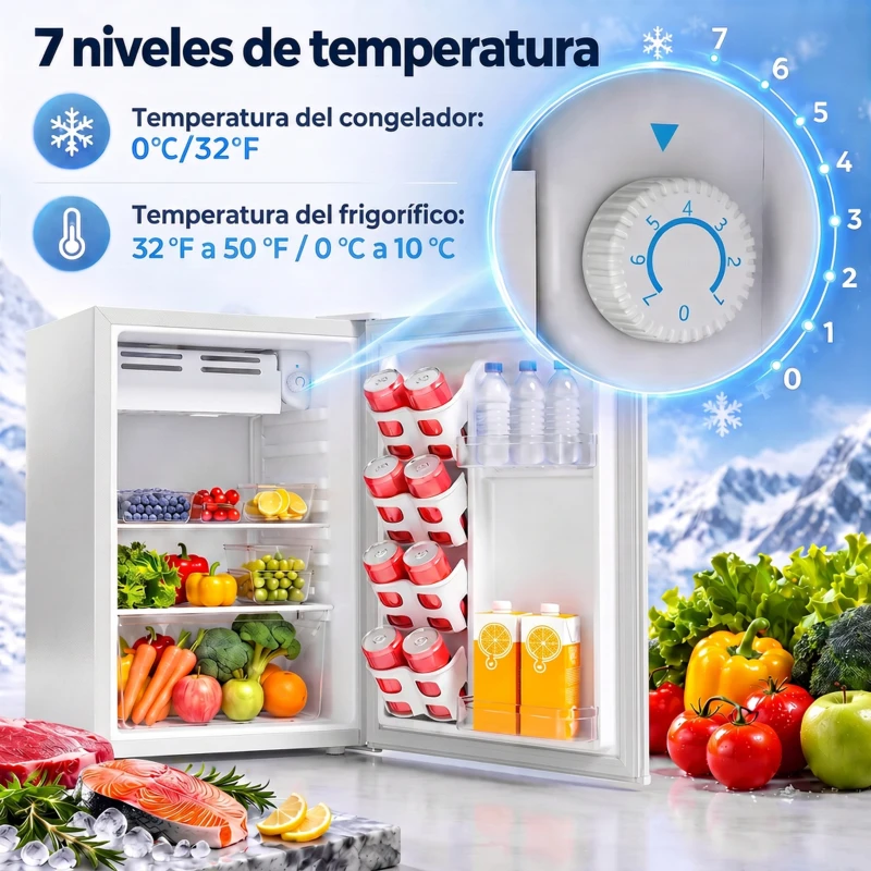HOMCOM Nevera Pequeña con Congelador 72,5L Silenciosa Puerta Reversible Termostato Ajustable Estante Ajustable y Cajón Blanco
