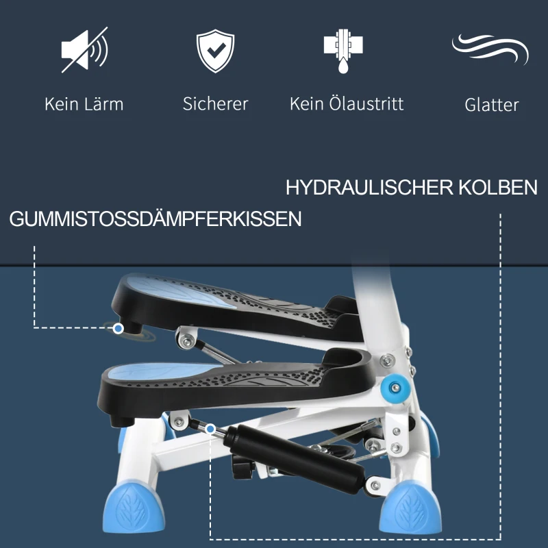 HOMCOM Stepper Fitnessapparaat, LCD-Monitor, Antislippedalen, Staal en ABS, 55x44x108 cm, tot 100 kg(m-5)