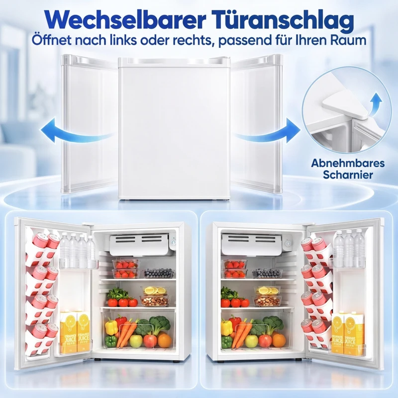 HOMCOM Minikoelkast met vriesvak, instelbare thermostaat, kleine koelkast, 1-deurs, 72,5 liter, wit