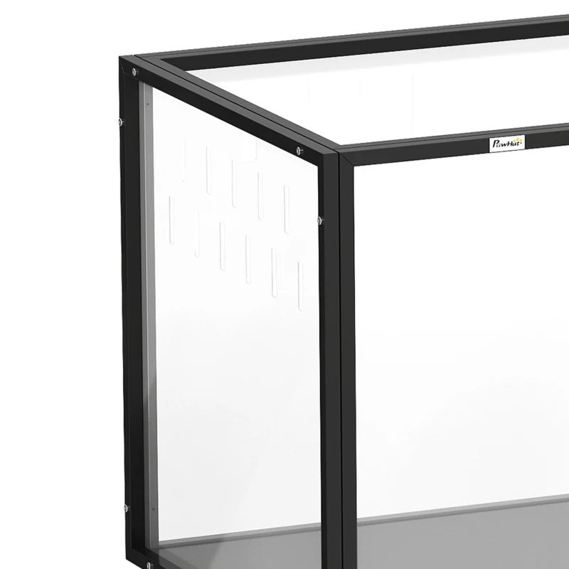 PawHut Jaula para Hámster Hábitat de Roedores Transparente con Vista Panorámica 360° Antimordiscos 105x51x51cm Negro