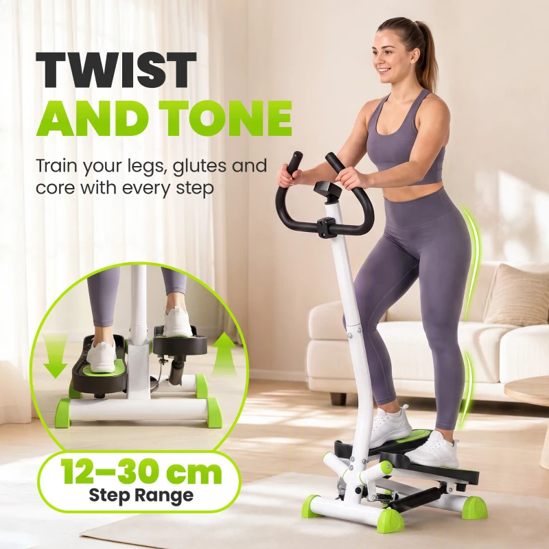 HOMCOM Twister Stepper, Step Machine with Adjustable Resistance, LCD Screen - White