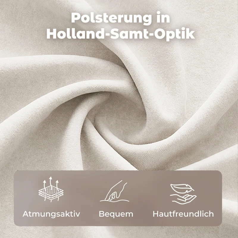 HOMCOM Bettgestell 140 x 200 cm mit verstellbarem Kopfteil, Polsterbett mit 12 Latten, Beige