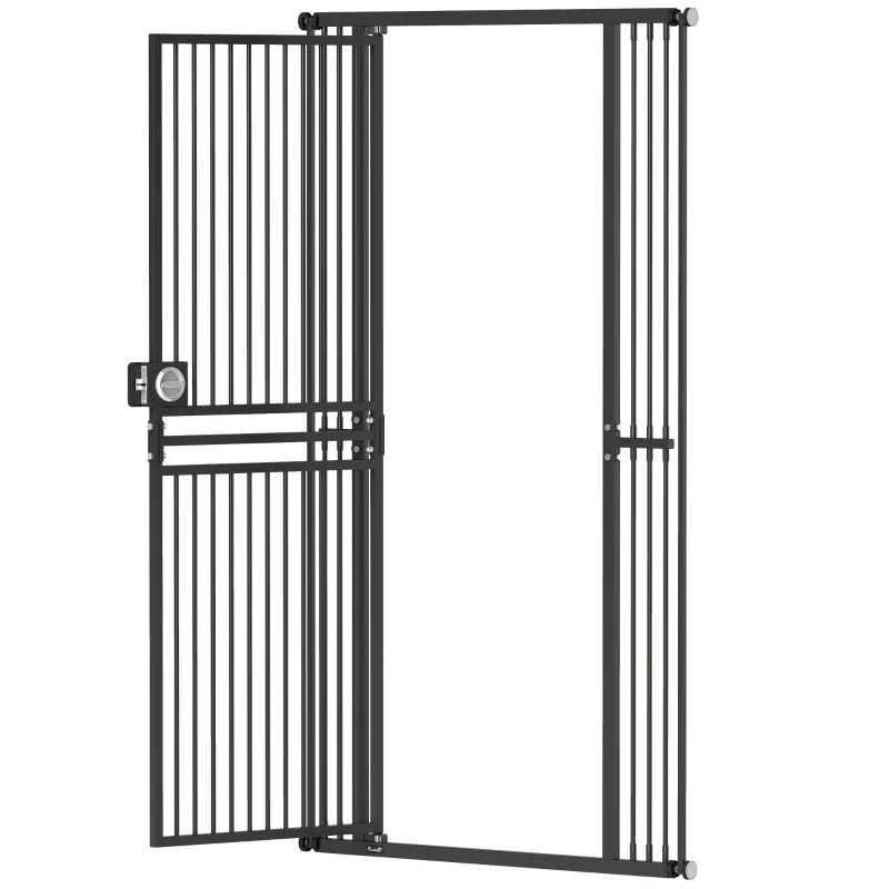 PawHut 180cm Extra Tall Cat Gate, Adjustable Pet Gate with 74-100 cm Wide, Pressure Fit, Pull-Ring Latch, Black