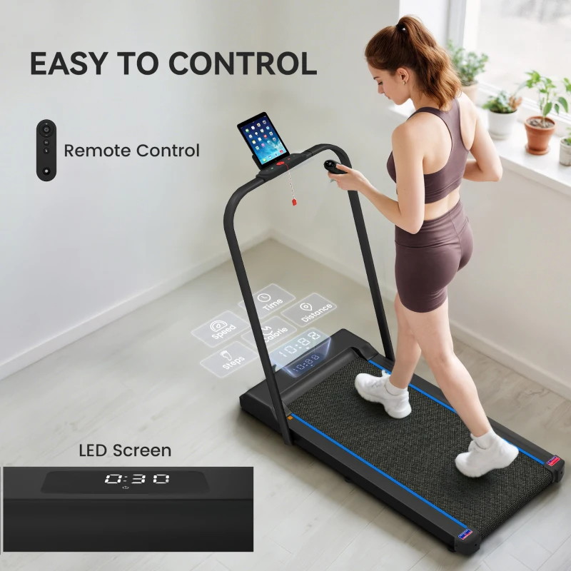 SPORTNOW 2.5HP Walking Pad, 1-6km/h Folding Treadmill with Remote Control and LED Display for Home Gym Office, Blue