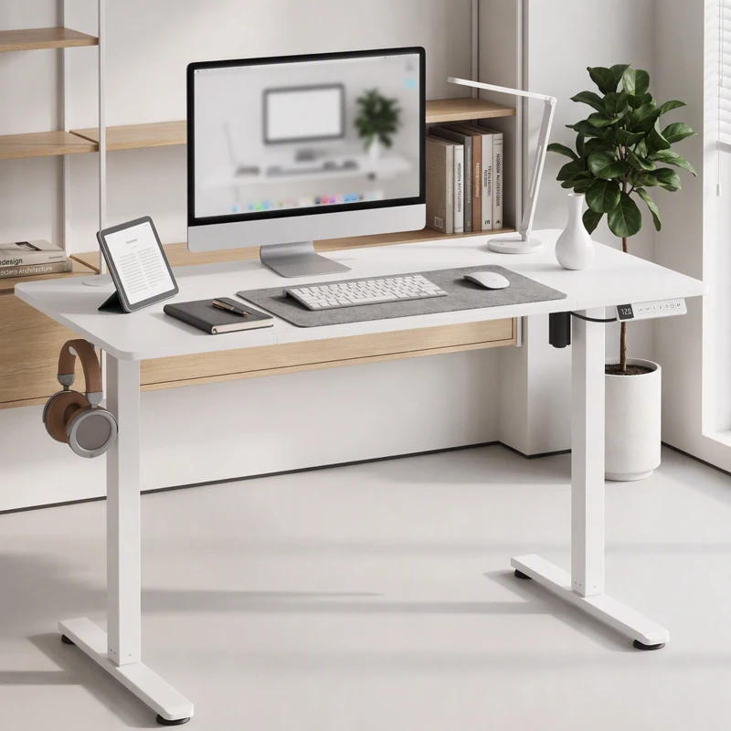 HOMCOM Scrivania Elettrica Regolabile con Display LCD 120x60 cm Bianco