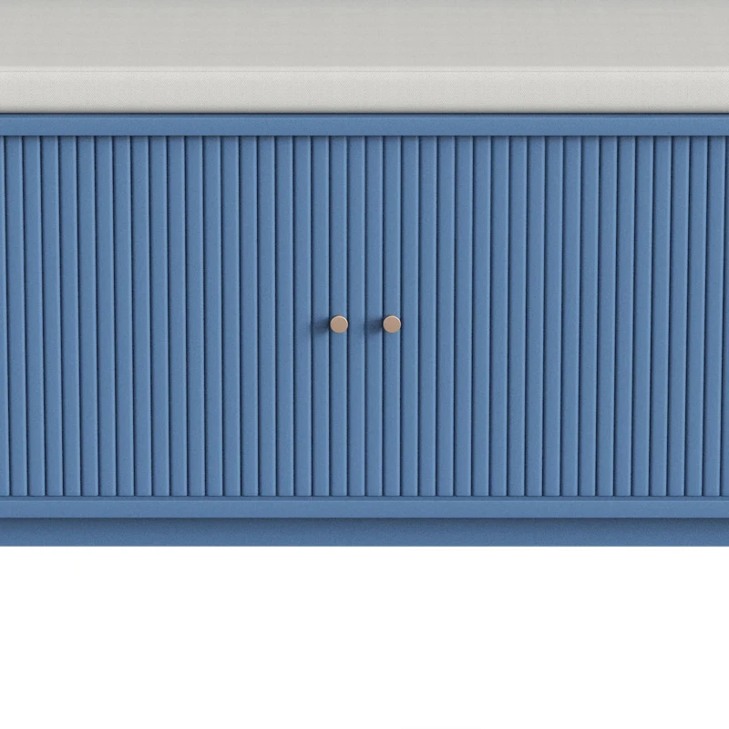 HOMCOM Hallway Storage Unit, Hallway Furniture Set with Shoe Storage Cabinet and 5 Hooks Coat Rack, Blue