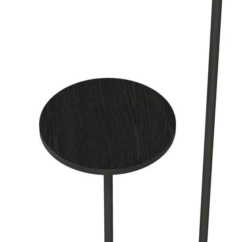 HOMCOM Modern Floor Lamp with Shelf, Dimmable Floor Lamp with Linen Shade, RF Remote and Foot Switch for Living Room, Black