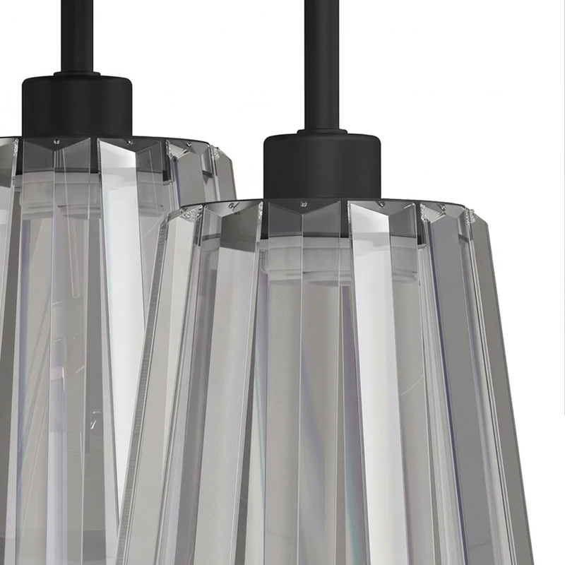 HOMCOM 3-Light Crystal Glass Ceiling Light, Triple Head with Dual Mounting, Modern Ceiling Lamp for Living Room, Black