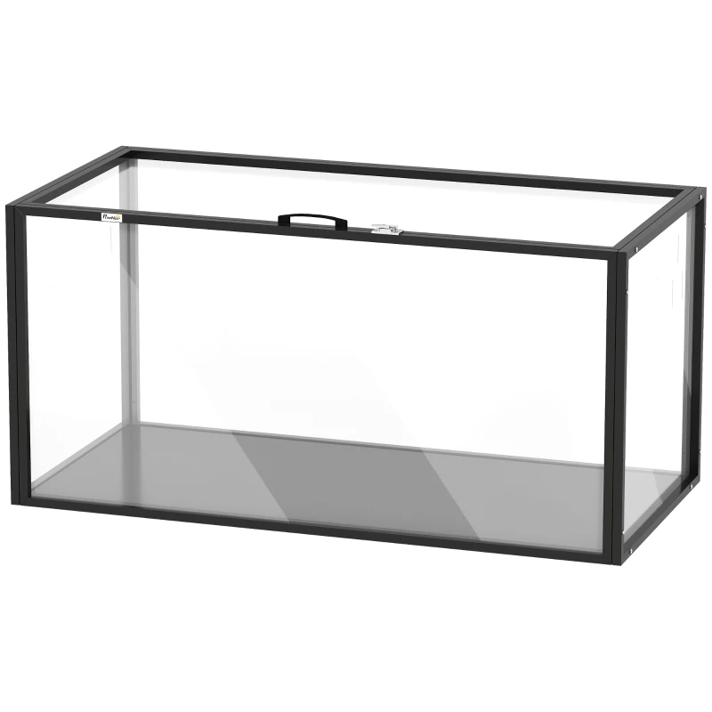 PawHut Jaula para Hámster Hábitat de Roedores Transparente con Vista Panorámica 360° Antimordiscos 105x51x51cm Negro