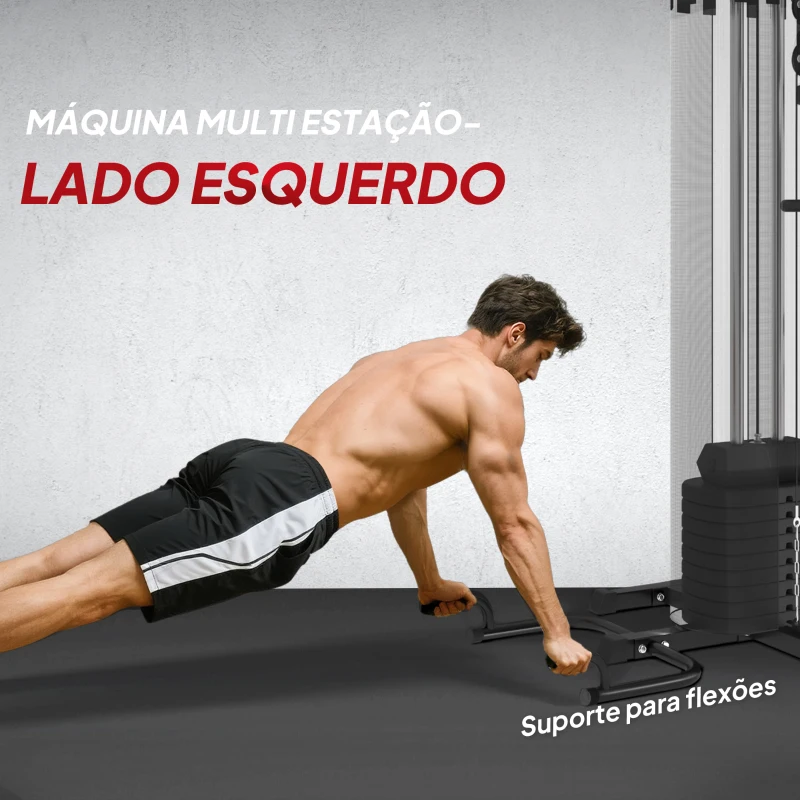 SPORTNOW Máquina Multi Estação Ajustável Multi Estação de Musculação com Placas de Peso de 45 kg 225x175x200 cm Preto
