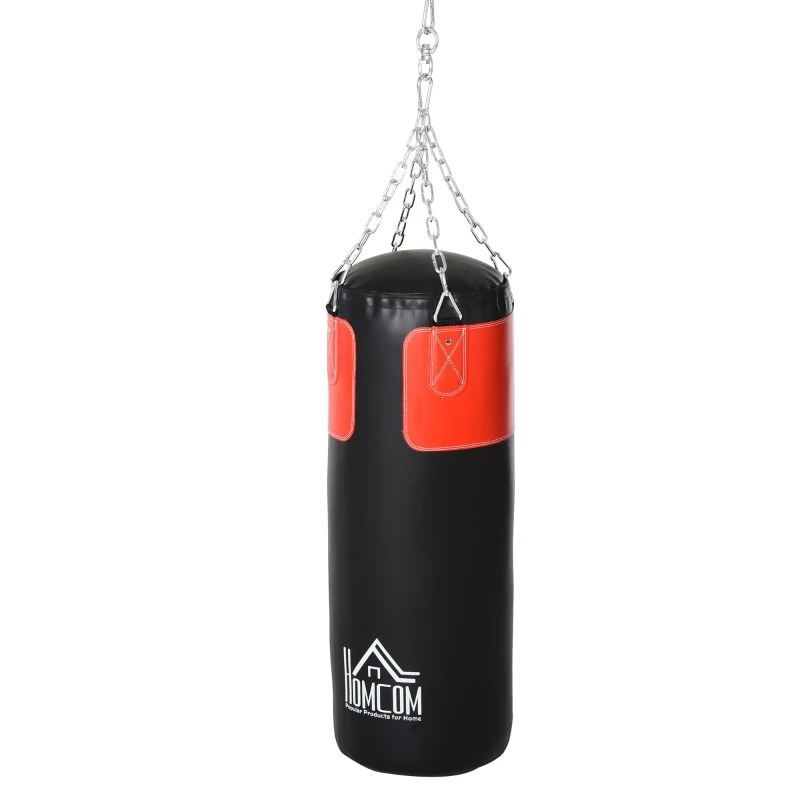 HOMCOM Set sac de box cu mănuși, 16 kg, Ø30 x 120 cm, negru și roșu