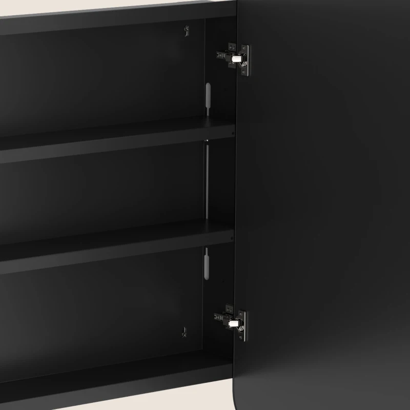 HOMCOM 76.2 x 11.6 x 61 cm Bathroom Mirror Cabinet, Wall Cabinet with Adjustable Shelves, Wall-Mounted or Recessed, Black