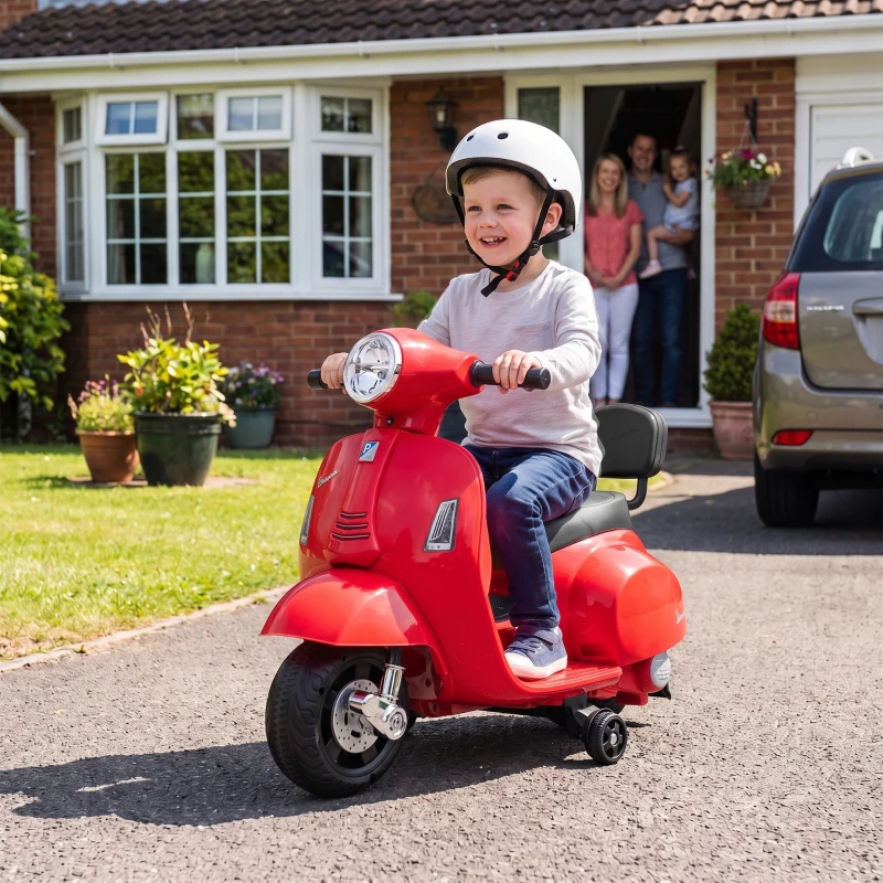 AIYAPLAY Moto Elétrica para Crianças 1.5-3 Anos MINI VESPA GTS 6 V Vermelha