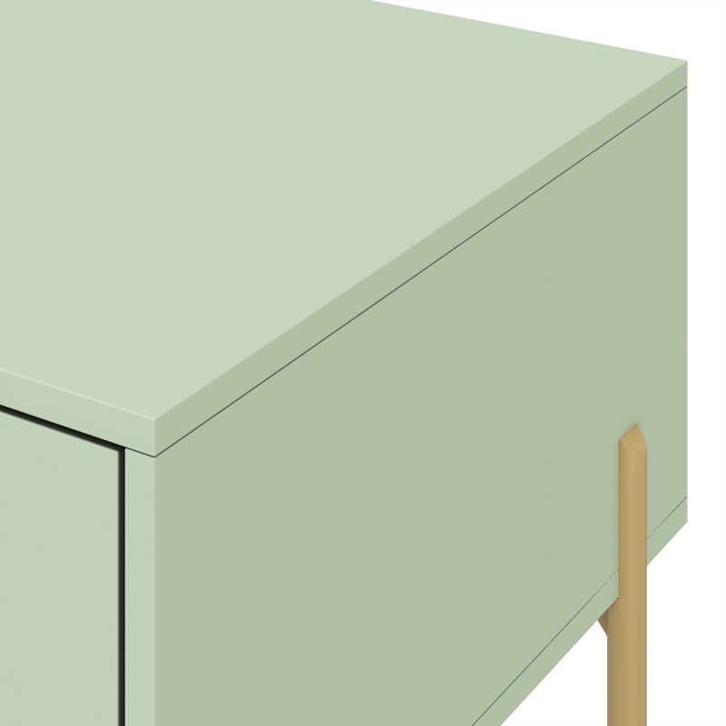 HOMCOM Modern Coffee Table, Living Room Table with Storage, 2 Drawers and Metal legs for Bedroom, Light Green