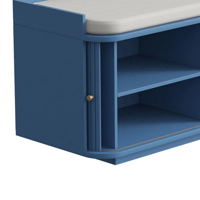HOMCOM Hallway Storage Unit, Hallway Furniture Set with Shoe Storage Cabinet and 5 Hooks Coat Rack, Blue