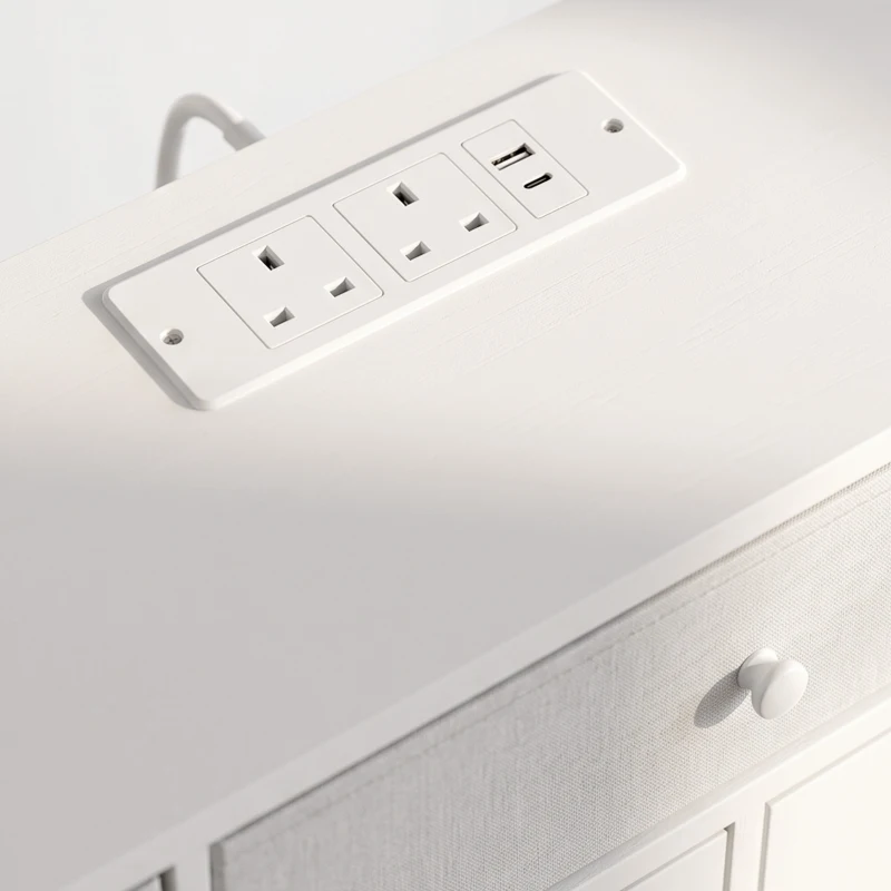 HOMCOM Chest of Drawers for Bedroom with LED Light & Charging Station, 9 Drawers Storage Unit/TV Stand, White