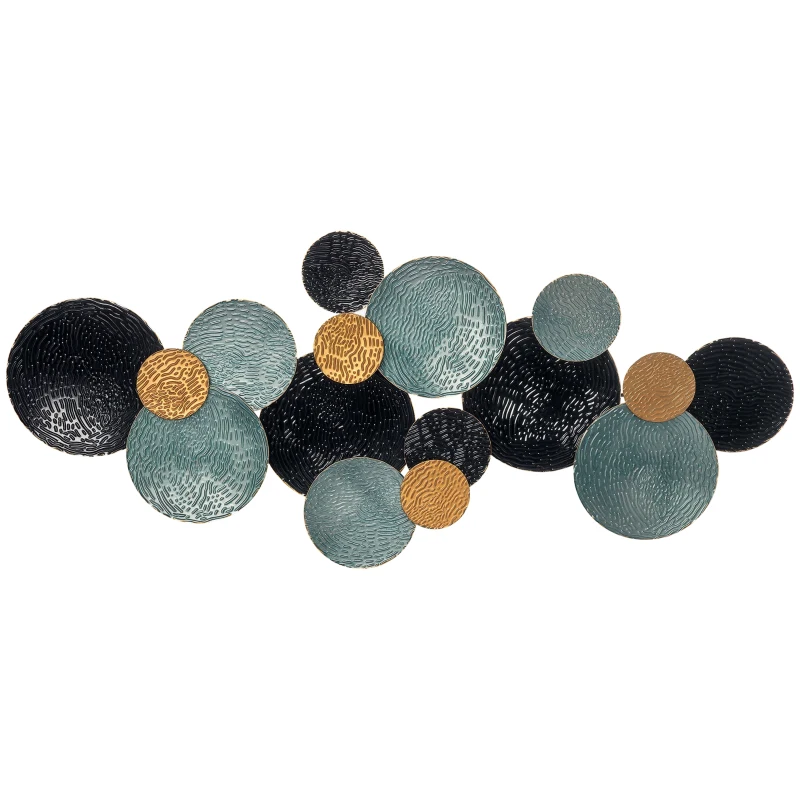 HOMCOM 3D-Wanddekoration mit Kreisen 121 cm x 4 cm x 53 cm Metall Blau + Schwarz