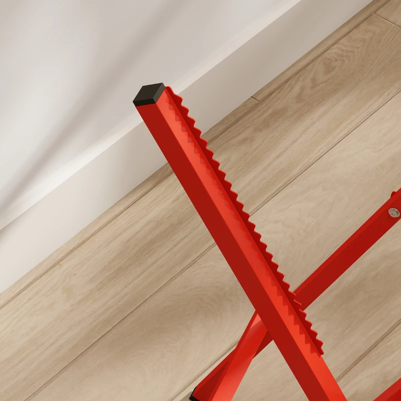 HOMCOM Tréteau Pliant Robuste en Acier, Charge 150 kg, Hauteur et Largeur Réglables, 102,5 x 71 x 101 cm, Rouge