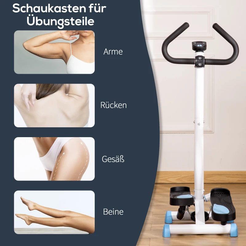 HOMCOM Stepper Fitnessapparaat, LCD-Monitor, Antislippedalen, Staal en ABS, 55x44x108 cm, tot 100 kg(m-7)