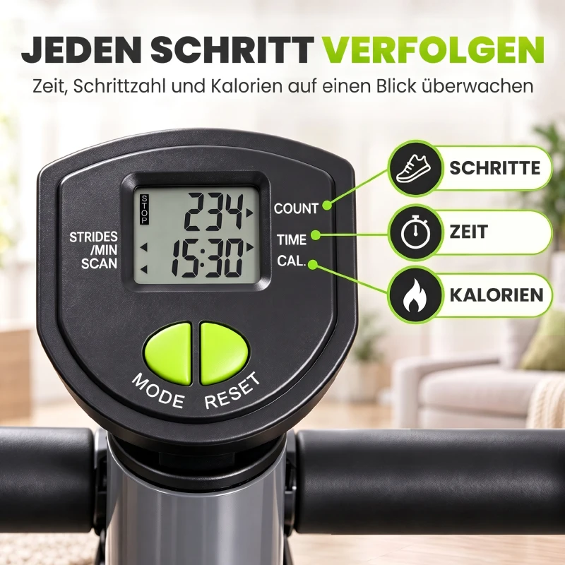 HOMCOM Stepper mit LCD-Monitor 55 x 44 x 108cm Stahl Grau+Grün+Schwarz