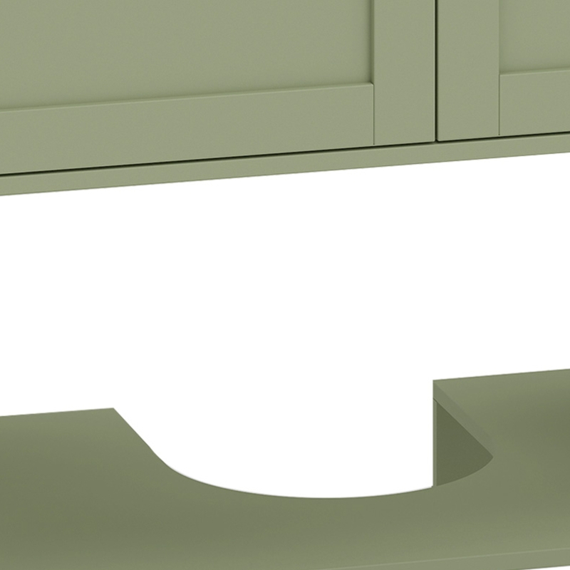 HOMCOM Under Sink Bathroom Cabinet with 2 Doors, Open Shelf and U-Shape Cut-Out for Basin with or without Pedestal, Green