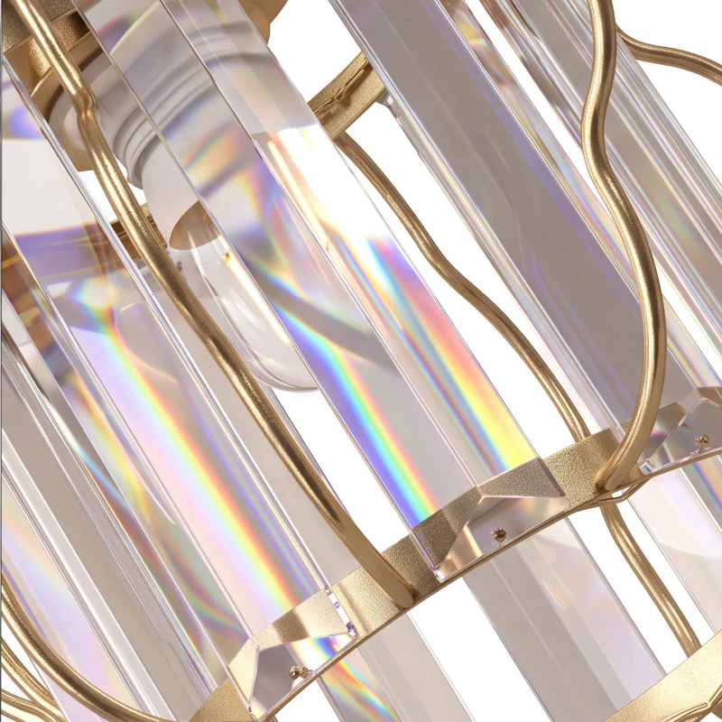 HOMCOM Crystal Ceiling Light Fixtures, Modern Semi-Flush Ceiling Lighting with Crystal Strips, 2 Pack, Gold Tone