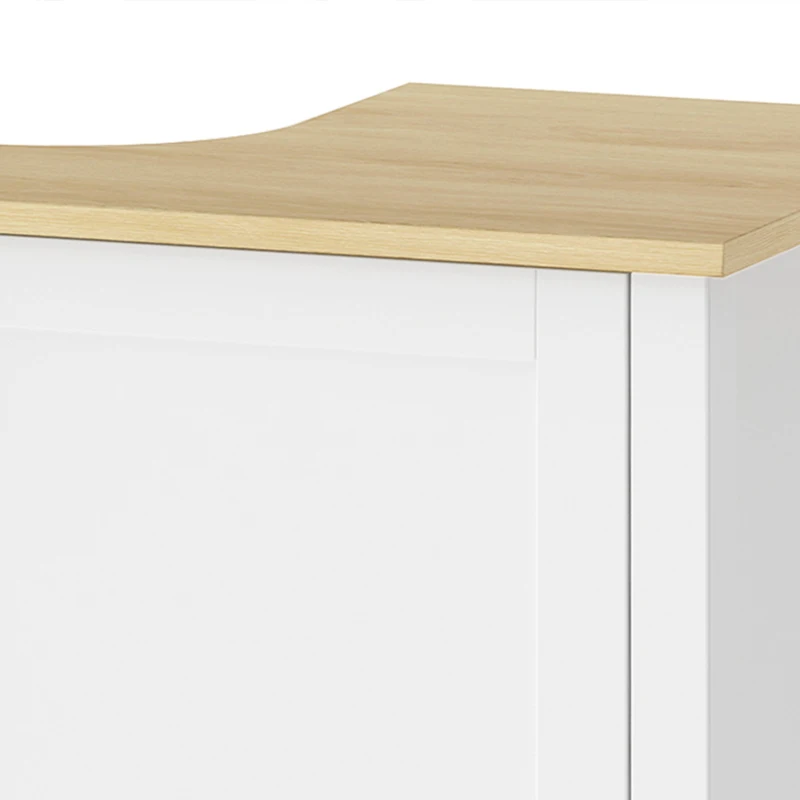 HOMCOM Under Sink Bathroom Cabinet with 2 Doors, Open Shelf and U-Shape Cut-Out for Basin with or without Pedestal, White