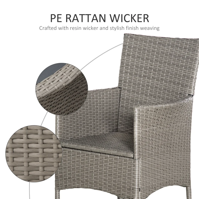 Outsunny Set of Four Rattan Armchairs, with Cushions - Grey